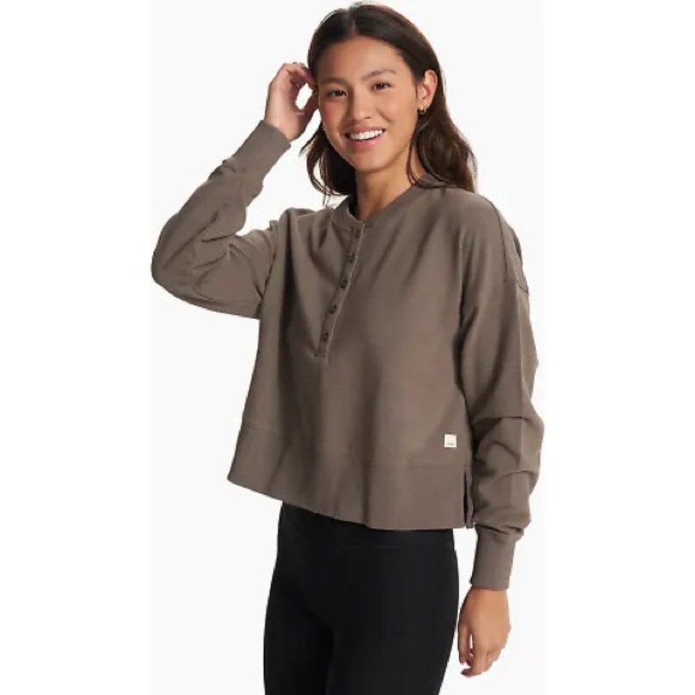 Vuori Laguna Henley Sweatshirt dark cocoa olive M